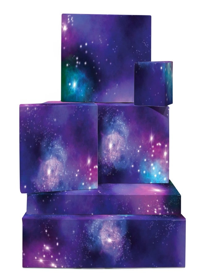 CENTRAL 23 Space Wrapping Paper - 6 Sheets of Gift Wrap and Tags - Blue Purple Galaxy - Dreamy - Fun Birthday Wrapping Paper for Men Women Adult Kids Boys Girls - Recyclable - Image 1